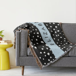Dalmatische Stippen, Vlekken, Zwart-wit, Jouw naam Deken