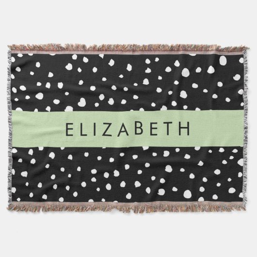 Dalmatische Stippen, Vlekken, Zwart-wit, Jouw naam Deken (Voorkant)