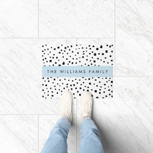 Dalmatische Stippen, Vlekken, Zwart-wit, Jouw naam Deurmat (Binnen)