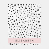 Dalmatische Stippen, Vlekken, Zwart-wit, Jouw naam Fleece Deken (Voorkant)