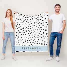 Dalmatische Stippen, Vlekken, Zwart-wit, Jouw naam Fleece Deken