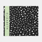Dalmatische Stippen, Vlekken, Zwart-wit, Jouw naam Fleece Deken (Voorkant (Horizontaal))