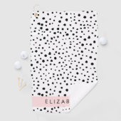 Dalmatische Stippen, Vlekken, Zwart-wit, Jouw naam Golfhanddoek (Insitu)