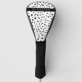 Dalmatische Stippen, Vlekken, Zwart-wit, Jouw naam Golfheadcover (Voorkant)