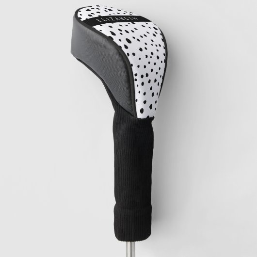 Dalmatische Stippen, Vlekken, Zwart-wit, Jouw naam Golfheadcover (Schuin)