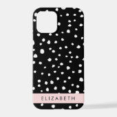 Dalmatische Stippen, Vlekken, Zwart-wit, Jouw naam iPhone Hoesje (Achterkant)