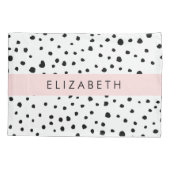 Dalmatische Stippen, Vlekken, Zwart-wit, Jouw naam Kussensloop (Achterkant)