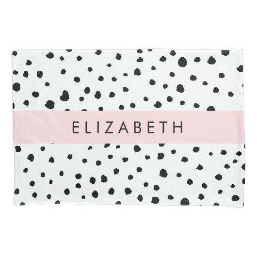 Dalmatische Stippen, Vlekken, Zwart-wit, Jouw naam Kussensloop (Voorkant)