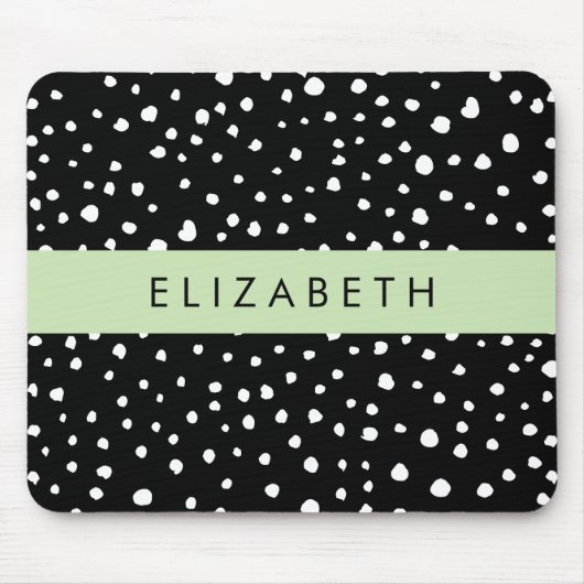 Dalmatische Stippen, Vlekken, Zwart-wit, Jouw naam Muismat (Voorkant)
