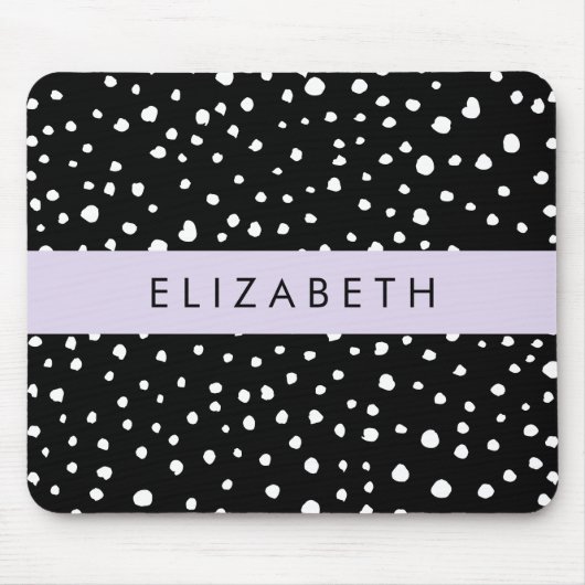 Dalmatische Stippen, Vlekken, Zwart-wit, Jouw naam Muismat (Voorkant)