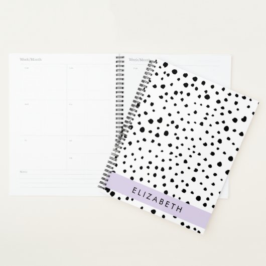 Dalmatische Stippen, Vlekken, Zwart-wit, Jouw naam Planner (Display)