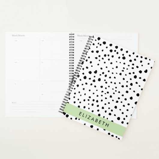 Dalmatische Stippen, Vlekken, Zwart-wit, Jouw naam Planner (Display)