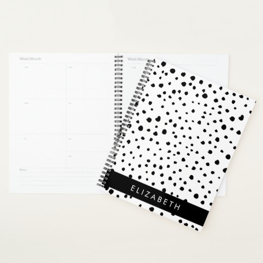 Dalmatische Stippen, Vlekken, Zwart-wit, Jouw naam Planner (Display)