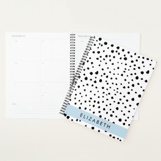 Dalmatische Stippen, Vlekken, Zwart-wit, Jouw naam Planner (Display)
