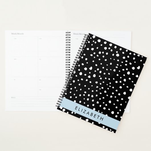 Dalmatische Stippen, Vlekken, Zwart-wit, Jouw naam Planner (Display)