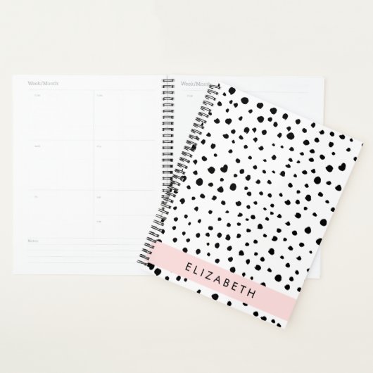 Dalmatische Stippen, Vlekken, Zwart-wit, Jouw naam Planner (Display)