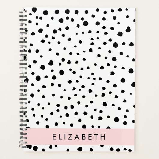 Dalmatische Stippen, Vlekken, Zwart-wit, Jouw naam Planner (Voorkant)