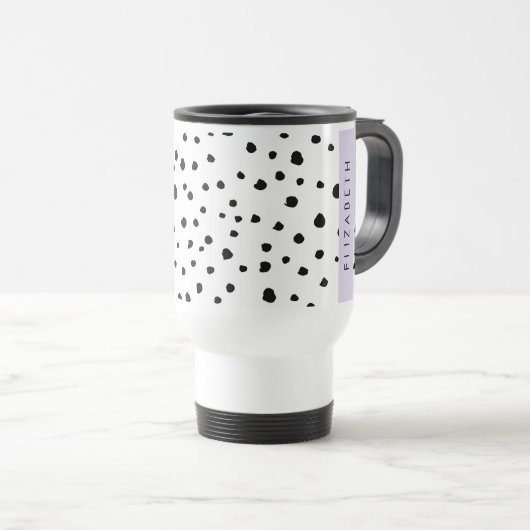Dalmatische Stippen, Vlekken, Zwart-wit, Jouw naam Reisbeker (Voorkant rechts)