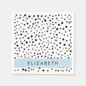 Dalmatische Stippen, Vlekken, Zwart-wit, Jouw naam Servet (Voorkant)