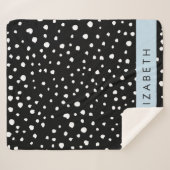 Dalmatische Stippen, Vlekken, Zwart-wit, Jouw naam Sherpa Deken (Voorkant (horizontaal))