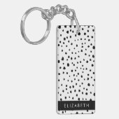 Dalmatische Stippen, Vlekken, Zwart-wit, Jouw naam Sleutelhanger (Voorkant Links)