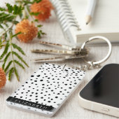 Dalmatische Stippen, Vlekken, Zwart-wit, Jouw naam Sleutelhanger (Voorkant Rechts)