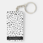 Dalmatische Stippen, Vlekken, Zwart-wit, Jouw naam Sleutelhanger (achterkant)