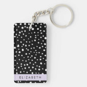 Dalmatische Stippen, Vlekken, Zwart-wit, Jouw naam Sleutelhanger (achterkant)