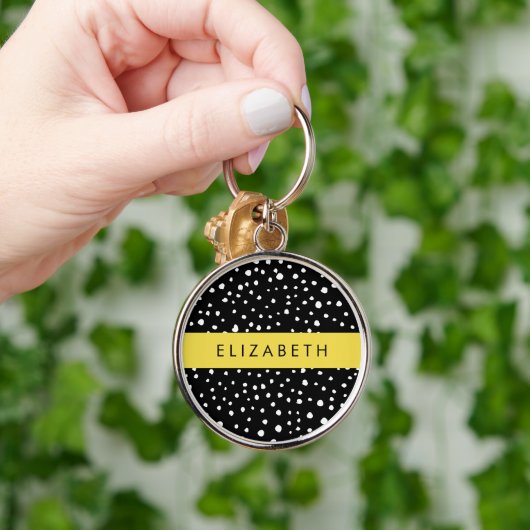 Dalmatische Stippen, Vlekken, Zwart-wit, Jouw naam Sleutelhanger (Hand)