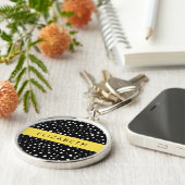 Dalmatische Stippen, Vlekken, Zwart-wit, Jouw naam Sleutelhanger (Zijkant)