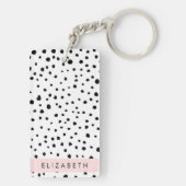 Dalmatische Stippen, Vlekken, Zwart-wit, Jouw naam Sleutelhanger (achterkant)