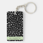 Dalmatische Stippen, Vlekken, Zwart-wit, Jouw naam Sleutelhanger (achterkant)