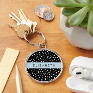Dalmatische Stippen, Vlekken, Zwart-wit, Jouw naam Sleutelhanger