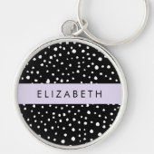 Dalmatische Stippen, Vlekken, Zwart-wit, Jouw naam Sleutelhanger (Voorkant)