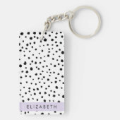 Dalmatische Stippen, Vlekken, Zwart-wit, Jouw naam Sleutelhanger (achterkant)
