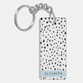 Dalmatische Stippen, Vlekken, Zwart-wit, Jouw naam Sleutelhanger (Voorkant Links)