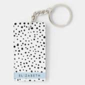 Dalmatische Stippen, Vlekken, Zwart-wit, Jouw naam Sleutelhanger (achterkant)