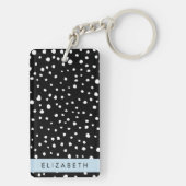 Dalmatische Stippen, Vlekken, Zwart-wit, Jouw naam Sleutelhanger (achterkant)