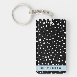 Dalmatische Stippen, Vlekken, Zwart-wit, Jouw naam Sleutelhanger