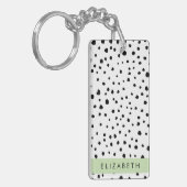 Dalmatische Stippen, Vlekken, Zwart-wit, Jouw naam Sleutelhanger (Voorkant Links)