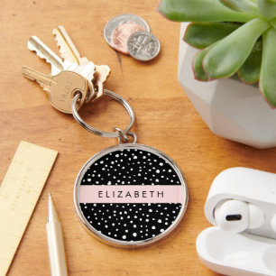 Dalmatische Stippen, Vlekken, Zwart-wit, Jouw naam Sleutelhanger
