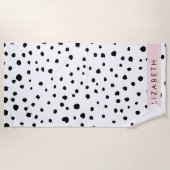 Dalmatische Stippen, Vlekken, Zwart-wit, Jouw naam Strandlaken (Voorkant)