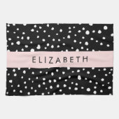 Dalmatische Stippen, Vlekken, Zwart-wit, Jouw naam Theedoek (Horizontaal)