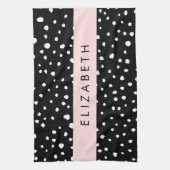 Dalmatische Stippen, Vlekken, Zwart-wit, Jouw naam Theedoek (Verticaal)