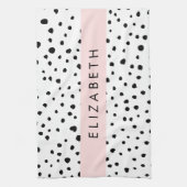 Dalmatische Stippen, Vlekken, Zwart-wit, Jouw naam Theedoek (Verticaal)