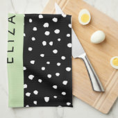 Dalmatische Stippen, Vlekken, Zwart-wit, Jouw naam Theedoek (Quarter Fold)