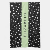 Dalmatische Stippen, Vlekken, Zwart-wit, Jouw naam Theedoek (Verticaal)