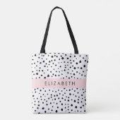 Dalmatische Stippen, Vlekken, Zwart-wit, Jouw naam Tote Bag (Achterkant)