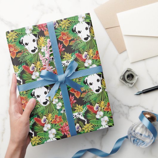 Dalmatische Tropische Bloemen Oerwoud Patroon Cadeaupapier (Geschenken)