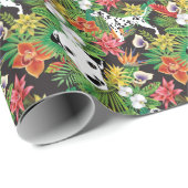 Dalmatische Tropische Bloemen Oerwoud Patroon Cadeaupapier (Rol Hoek)